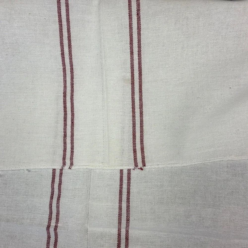 7PC Vtg Linen Farmhouse Tablecloths Bread Cloths Red Stripe 32x34 French Country